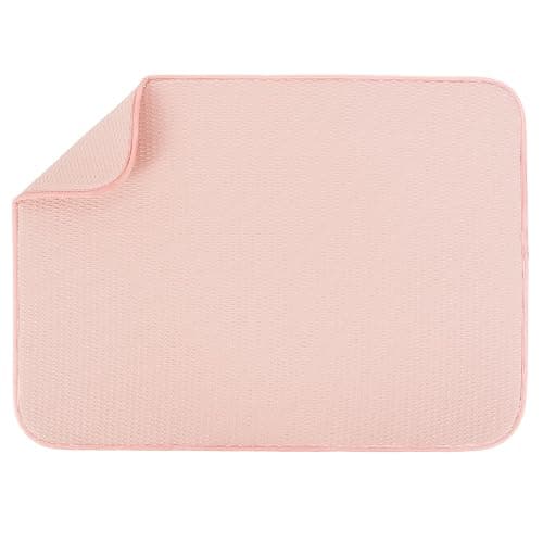 S&T INC. Dish Drying Mat XL, 18” x 24”, Absorbent Microfiber Kitchen Counter Mat, Drying Pad for Dishes, Utensils, Pots and Pans, Extra Large, Diamond Texture, Pink - Image 1