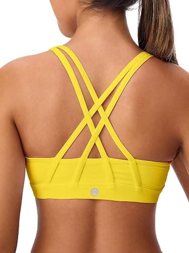 Omwilddo Women's Strappy Sports Bras Light Compression Crop Criss Cross Back Padded Workout Yoga Bra Supportive U Neckline - Image 1