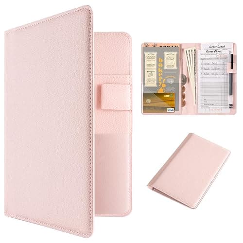 CoBak Server Book – Compact Organizer with Clear and Money Pockets, Pen Holder, Fits Apron Perfectly, Leather Waitress Book - Image 1