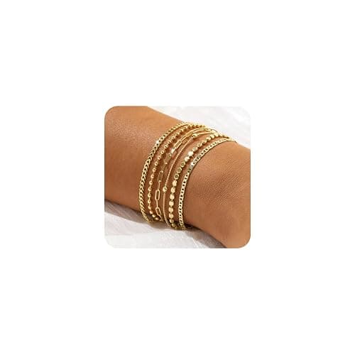 Dainty 14K Gold Bracelets for Women - Waterproof Stackable Gold Bracelet Set - Perfect for Stylish Women - Bracelets Set /1 - Image 1