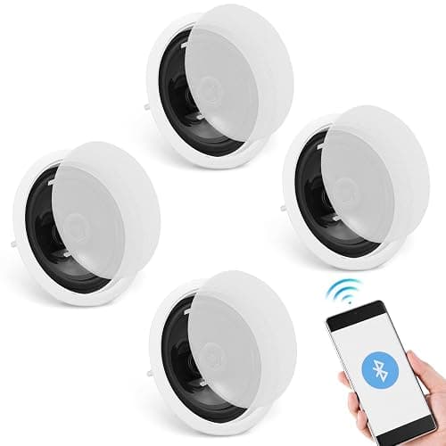 VEVOR 4 PCs 6.5'' Bluetooth Ceiling Speakers, 150W Flush Mount Ceiling & in-Wall Speaker System with 8Ω Impedance 89dB Sensitivity, for Home Kitchen Living Room Bedroom or Covered Outdoor Porches - 4PCS with Bluetooth - Image 1