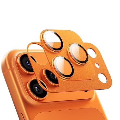 MAGIC JOHN for iPhone 17 Pro Max Camera Lens Protector 6.9'', HD Clear, Magnetic Tempered-Glass Lens Film, Ultra-Tough, Anti-Scratch, Case Friendly, 2 Pack, Orange - Image 1