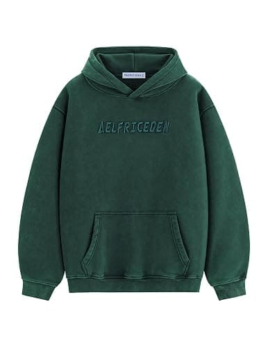 Aelfric Eden Hoodies Mens Acid Wash Hoodie Oversized Vintage Heavyweight Cotton Fleece Hooded Pullover Sweatshirt - Image 1