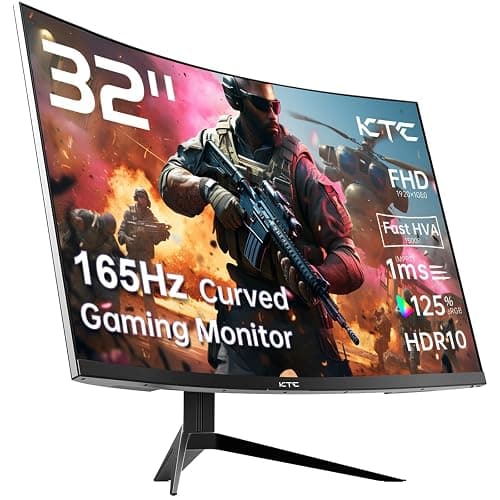 KTC 32 Inch FHD 1080p Curved Gaming Monitor - VA 1500R Curved Monitor, 165Hz 1ms MPRT, FreeSync & G-Sync, 122% sRGB, DP/HDMI, VESA, HDR10 for Gaming Home Office Business PC Monitor - 32 inch - FHD 32'' curved 165Hz - Image 1