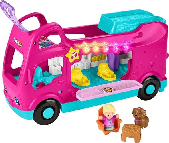 Fisher-Price Little People Toddler Toy Barbie Dreamcamper RV Playset with Music Lights & Figures for Pretend Play Kids Ages 18+ Months - Image 1