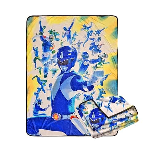 Bazillion Dreams Power Rangers Blue Ranger Fleece Softest Comfy Throw Blanket for Adults & Kids | Measures 60 x 45 Inches - Image 1