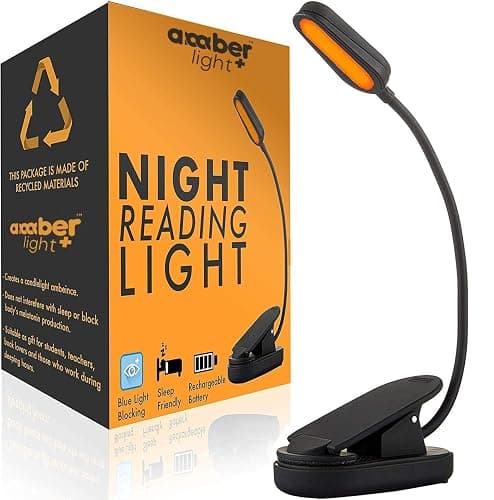 Amber Light + Giftable Amber Book Light - Blue Light Blocking - Night Reading Booklight Store. Rechargeable. 1600K for Reading in Bed at Night. Perfect as a Giftable Kindle Light and LED Book Light. - Image 1