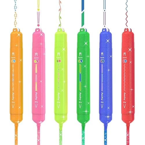 AECHY Dual Tip Glitter Highlighters Set, 6 Colors-Changing Fun Line Style Pens for Writing, Drawing, Sparkle Markers Ideal for Students, Artists, Journaling, Office & School Supplies(6 Pack) - Image 1