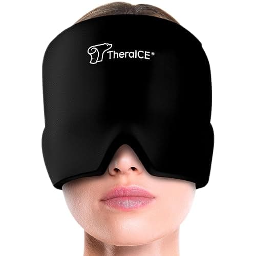 TheraICE Migraine Relief Cap, Soothing Headache Hat Ice Pack Mask, Face Cold Compress Cooling Gel Head Wrap Products for Tension, Stress & Hangover - Image 1