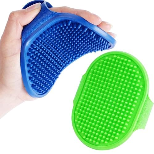 BRILLIRARE 2 Pack Dog Grooming Brush, Premium Soft Silicone Pet Bath Brushes with Adjustable Handle, Shampoo Soothing Comb for Wet Dry Long Short Haired Dogs & Cats Massaging, Deshedding - Image 1