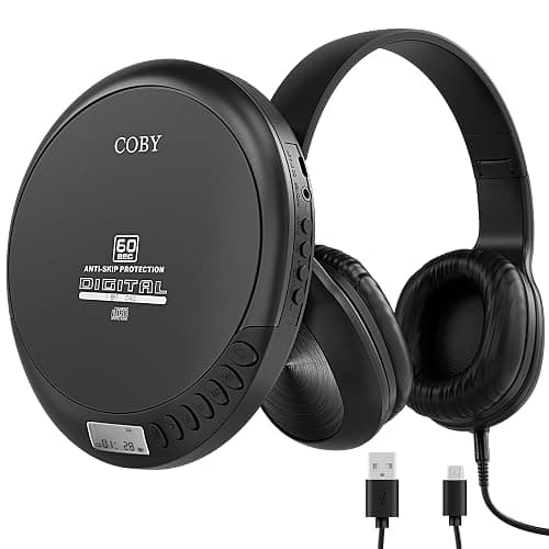 Coby Portable CD Player with MP3 Playback & FM Radio, 60-Second Anti-Skip Protection, Foldable Wired Headphones, Compact Retro Discman Music Player for Home, Car, Travel & Seniors – Clear Stereo Sound - Image 1