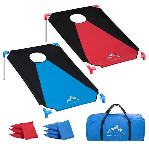 Himal Portable PVC Framed Cornhole Game Set with 8 Bean Bags and Carrying Bag (Blue-Red,3 x 2-feet) - Image 1