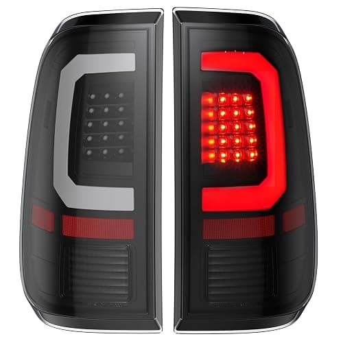 vvavv LED Tail Lights Compatible for 2008-2016 Ford F250 F350 F450 Super Duty, Clear Lens White C-Type Tube Rear Brake Lamps OE Replace FO2800208 FO2801208 - Image 1