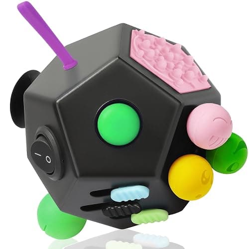 VCOSTORE Fidget Cube for Kids Adults, Fidget Toys for Anxiety, Cube Fidgets Toy Anti Stress Autism OCD ADHD, 12 Sided Sensory Toys for Adult Girls Boys Teens - Image 1