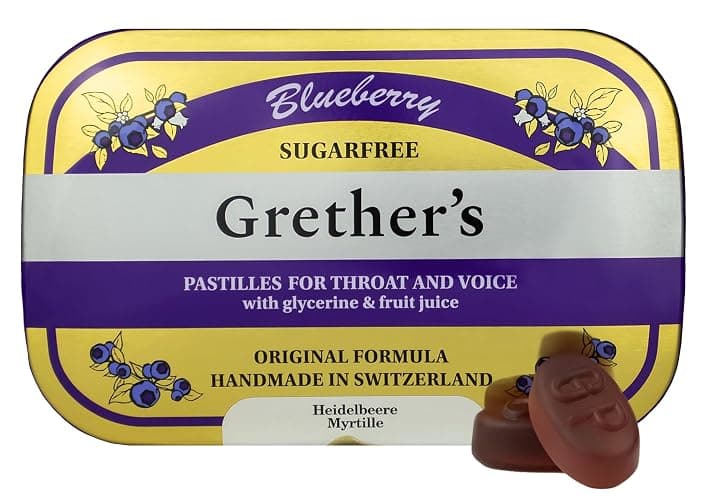 GRETHER'S Sugarfree Blueberry Pastilles Remedy for Dry Mouth Relief - Soothing Throat & Healthy Voice - Gift for Singers - 1-Pack - 3.75 oz. - Image 1