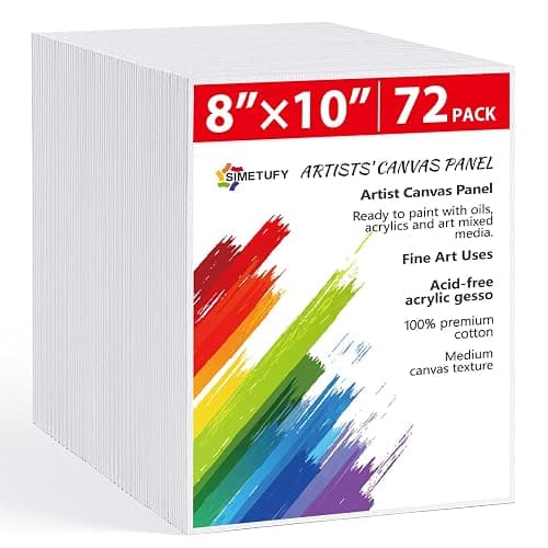 Simetufy 72 Pack 8 x 10 inch Canvas Boards for Painting Flat Canvas Panels | Bulk Value Pack for Classes and Parties 100% Cotton for Acrylics Paint - Image 1