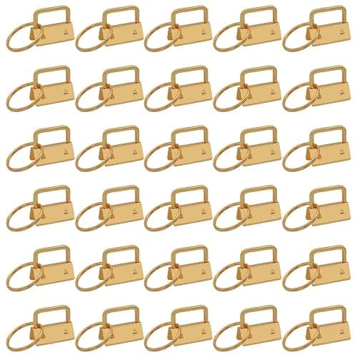 Uxney Key fob Hardware,30 PCS 1 Inch Key fob Keychain with Keychain Rings for Bag Webbing Wristlets Lanyards and Key Chain Making Hardware Supplies(Gold) - Image 1