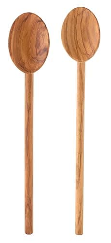Eddington’s Italian Olive Wood Cooking Spoon Set, Handcrafted in Europe, Set of 2 - Set of 2, 12 + 13.75-inch - Image 1