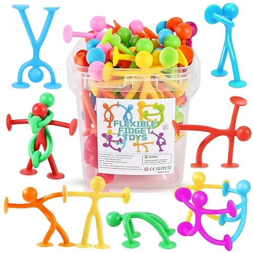 GOLDGE 50 Pack Suction Cup Fidget Toys Set,Humanoid Sensory Toys for Kids with Autism, ADHD, & Stress Relief, Bath & Travel Toys for Classroom,Party Favors, Stocking Stuffers for Boys Girls - Image 1