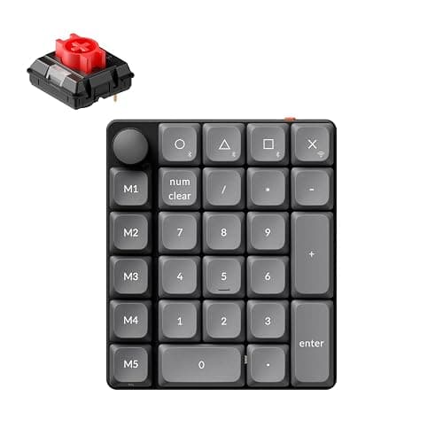 Keychron K0 Max Wireless Low-Profile Number Pad, QMK/VIA Programmable, Hot-Swappable Red Switch, RGB Backlit, 2.4GHz & Bluetooth 5.3, 1000Hz Polling Rate, with Knob, for Windows/Mac - Image 1