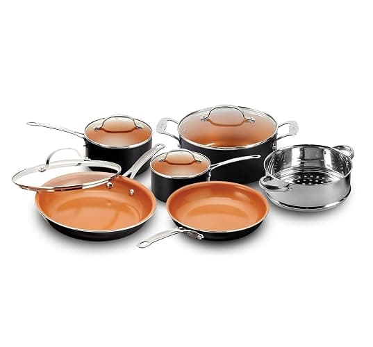 Gotham Steel 10 Piece Pots and Pans Set with Ultra Nonstick Diamond Surface, Includes Frying Pans, Stock Pots, Saucepans & More, Stay Cool Handles, Oven Metal Utensil & Dishwasher Safe, 100% PFOA Free - Graphite - 10 Piece Set - Image 1