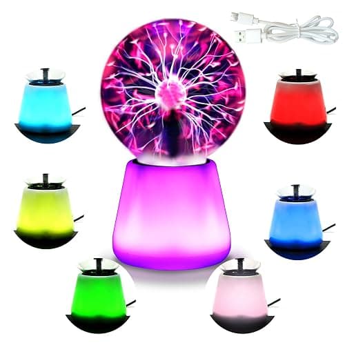 Boruibyr Plasma Ball Lamp Interactive Touch Lightning Globe 3 Inch Fun Lamp USB Powered 7 Color Changing Lights Mood Lighting Party Prop Gifts Space Decor Desk Decor. - Image 1