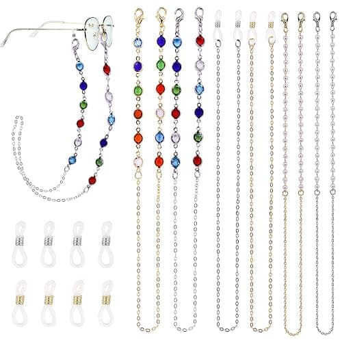 6PCS Spectacle Chain Glasses Chains Sunglasses Beaded Eyeglass Reading Bead Strap Beads Eye Eyewear for Women with Anti-Skid Ear Hooks, Multicolor, 37.5 cm/ 14.7 inches - Image 1