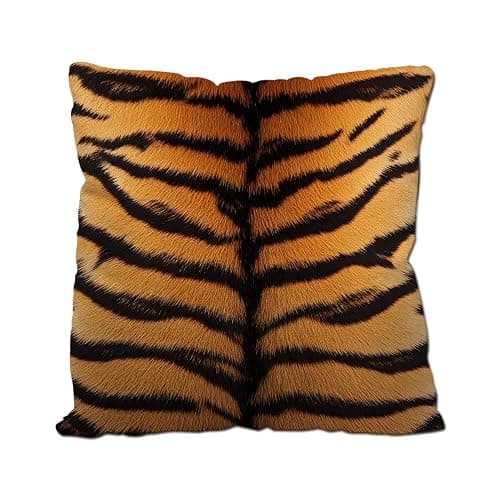 Nicokee Cotton Linen Pillow Covers Animal Tiger Skin Print Throw Pillow Covers Cases for Couch Sofa Bed Home Decor 18 X 18 Inches - Image 1
