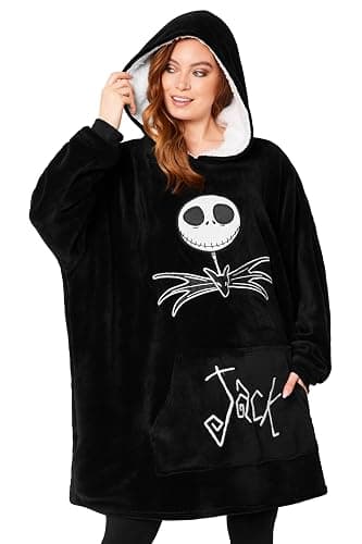 Disney Felpe con Cappuccio da Donna Felpa Coperta Oversize in Pile Felpa Invernale Donna Ragazza Stitch Jack Skellington - Image 1