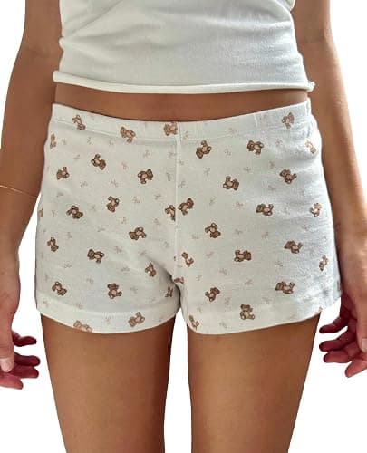 Women Y2k Micro Pajama Shorts Floral Print Button Low Waist Cute Pj Shorts Coquette Boxer Lounge Shorts - Image 1