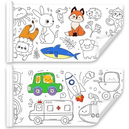 2 Pcs Children's Drawing Roll, Coloring Paper Roll for Kids, 118×11.8 Inch Sticky DIY Painting Drawing Paper Rolls for Toddler, Christmas Gift, Wall Coloring Paper Stickers - Image 1