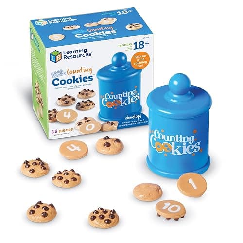 Learning Resources Smart Counting Cookies - 13 Pieces, Ages 18+ Months Toddler Counting & Sorting Skills, Toddler Math Learning Toys, Play Food for Toddlers, Chocolate Chip Cookies - Image 1