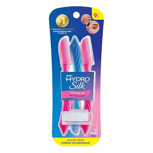 Schick Hydro Silk Touch-Up Multipurpose Exfoliating Face Razor for Women | Dermaplaning Tool, Eyebrow Razor and Facial Razor with Precision Cover | Eyebrow Trimmer and Face Shaver | 9 Count - Image 1