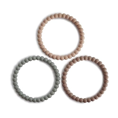 mushie Pearl Teether Bracelet | 3-Pack (Clary Sage/Tuscany/Desert Sand) - (Clary Sage/Tuscany/Desert Sand) - Image 1