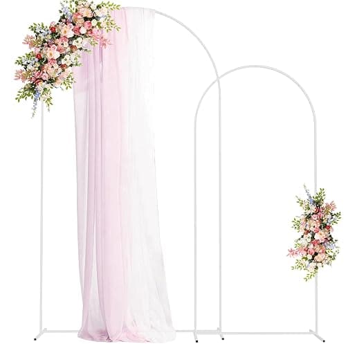 Fomcet Metal Arch Backdrop Stand Set of 2 Wedding Arch Stand White 7.2FT & 6FT Arched Frame for Birthday Party Baby Shower Graduation Ceremony Decorations - Image 1