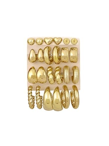 12 Pairs Chunky Gold Hoop Earrings for Women Trendy, Gold Plated Lightweight Hypoallergenic Stack, Thick Open Twisted Huggie Hoops Earring Set - Image 1