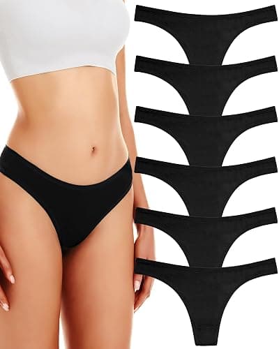 ANZERMIX Women's Breathable Cotton Thong Panties Pack of 6 - Image 1