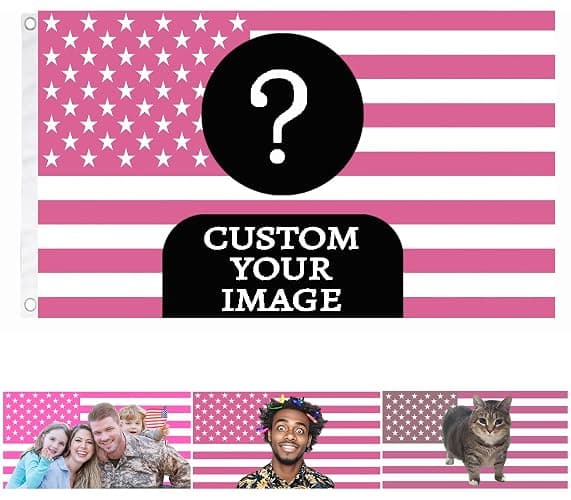 Custom Flag 3X5 Ft Custom Pink American Wall Flag Add Your Own Text/Logo/Photo Double Sided Funny Tapestry Customized For Bedroom Decoration Garden Yard Outdoors (Pink) - Image 1