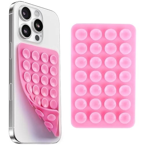 Oslynia 1Pcs Silicone Suction Cup Phone Holder, Sticky Phone Suction Grip Accessories, Waterproof Hands-Free Suction Cellphone Mount, Cellphone Case Accessories (Pink) - Image 1