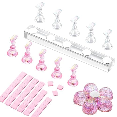 Makartt Nail Stand for Press On Nails Display Practice Art Painting Magnetic Fake Nail Holder for Painting Nails Stand for False Nail Designs with Reusable Putty for Home DIY Beginner Salon Supplies - Image 1