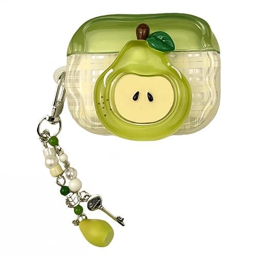 SGVAHY for AirPods Pro Case with Keychain Cute 3D Green Pear Pattern Design Soft Silicone Cover for Women Girls Anti-Fall Shockproof Protective Case for AirPods Pro 2nd 1st Generation - Image 1