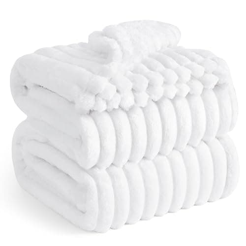 Bedsure GentleSoft Queen Blanket for Couch - Cozy Soft Blankets for Women, Cute Small Fleece Throws for Girls, Bright White, 90x90 Inches - Image 1