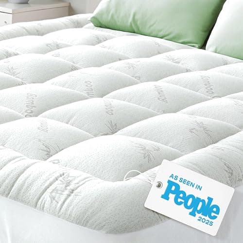 Ultra Soft Twin XL Size Mattress Topper - Viscose Made from Bamboo Pillow Top Mattress Pad for Back Pain Relief - Naturally Cooling for Hot Sleepers, White - Image 1
