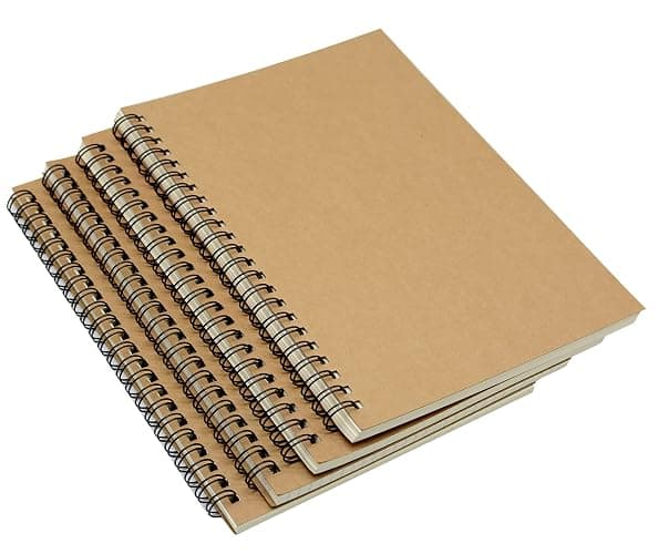 Yansanido Spiral Notebook, 4 Pcs A5 Brown Craft Softcover 8mm Ruled 60 Sheets -120 Pages Journals for Study and Notes (4PCS Brown Lined) - Image 1