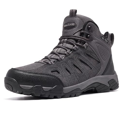 SHULOOK Men's Waterproof Hiking Boots Non-Slip Lightweight Mid Top Ankle Boot Breathable Hiker Trekking Shoes - Image 1