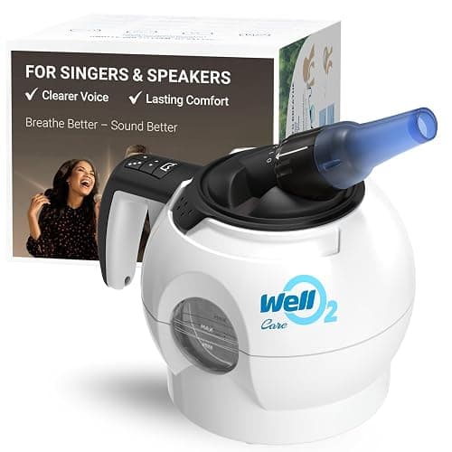 WellO2 Breathing Trainer, Voice Training and Vocal Steamer for Singers, Actors, and Professionals with Warm Steam Intake, Portable - Image 1
