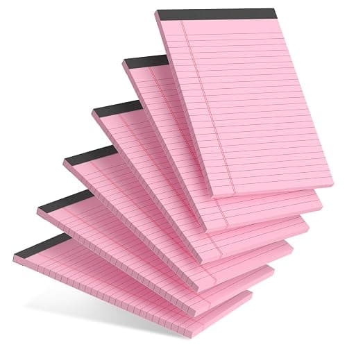 AILZFEI 6pcs Small Note Pad 5x8 College Ruled Pink Legal Pads Paper Notepads 6 Pack Study Back Writing Pads 5 x 8 Legal Pads Perforated Narrow Ruled Pads of Paper Pink - Pink - Image 1
