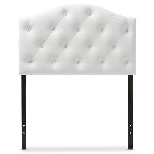 Baxton Studio Myra Modern and Contemporary White Faux Leather Upholstered Button-Tufted Scalloped Twin Size Headboard - Image 1