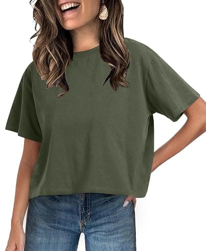 UNCLECAT Women's Short Sleeve Crop Tops 2026 Summer Basic Cropped T Shirts Workout Casual Crew Neck Tee - Image 1