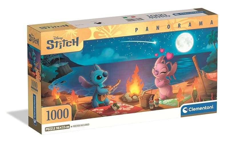 Clementoni Puzzle 1000 Pieces Panorama Disney Stitch, Compact Box, Puzzle for Adults 14-99, Made in Italy, 37061 - Image 1